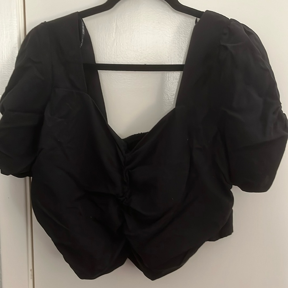 Forever 21 Black Ruched Crop Top